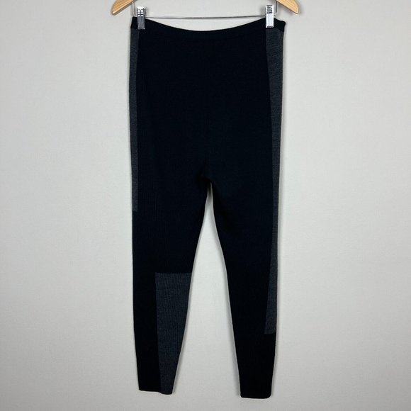 Eileen Fisher Pant Women Small Black Gray Merino Wool Colorblock Pull On Legging - Picture 5 of 13